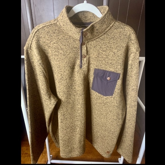NWT Men’s SOLARIS Pullover in Heathered Goldish-Tan / Navy, Size XL - Picture 4 of 7